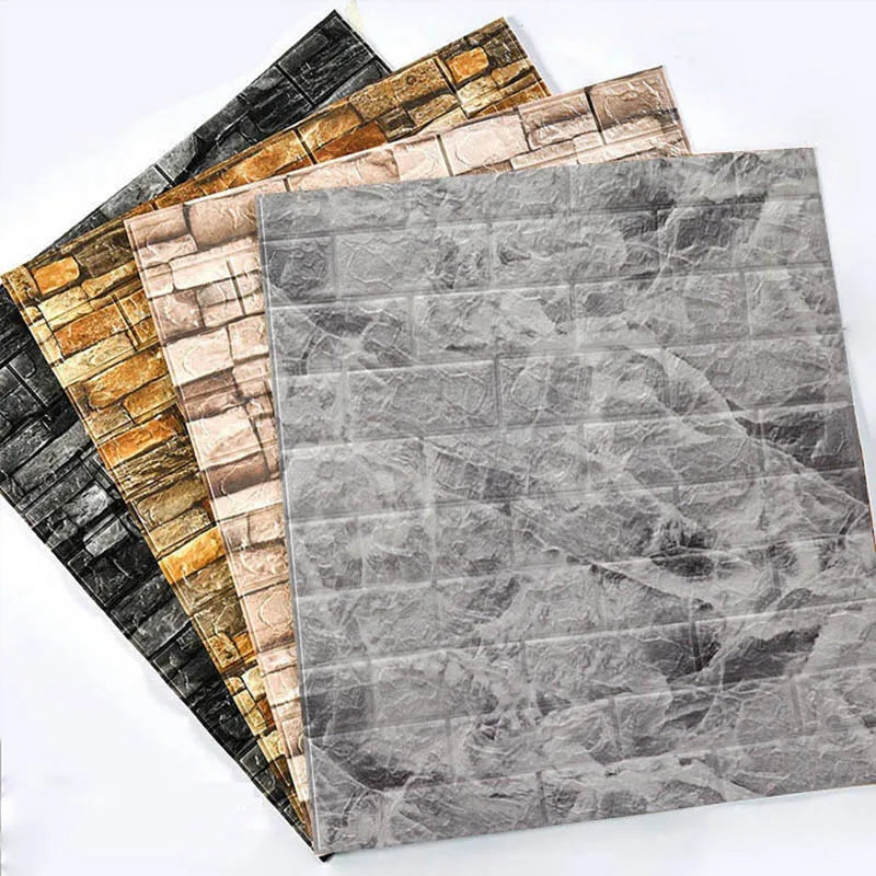 12Pcs 35*30cm High Quality 3D Foam Wall Panel Brick Retro Wallpaper Ceiling Self Adhesive Wallpanel Background Home Decoration