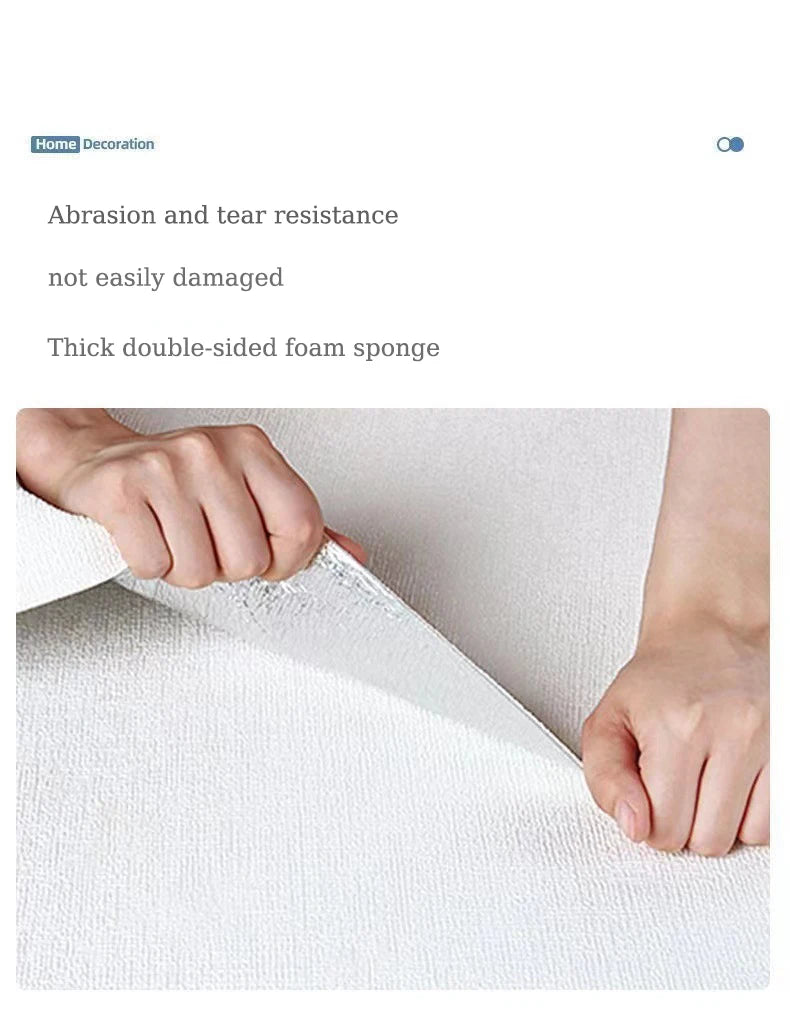 DIY Linen 3D Foam Self-adhesive PVC Solid Color Thickened Waterproof Background Wall Renovation Wallpaper Wall Stickers