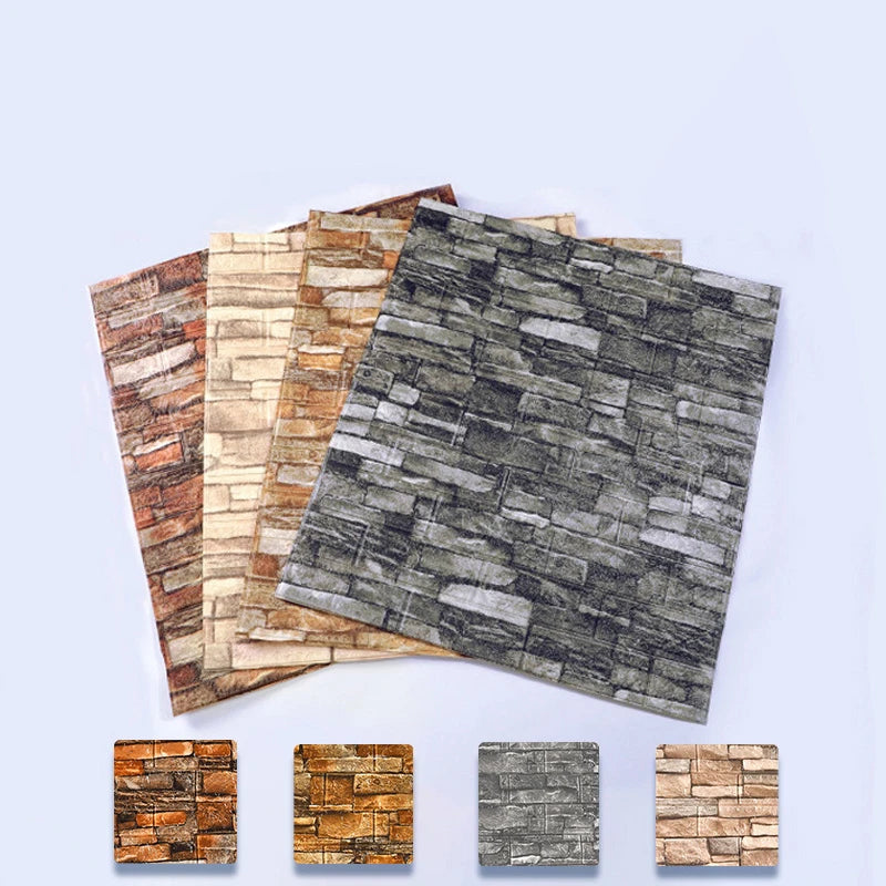12Pcs 35*30cm High Quality 3D Foam Wall Panel Brick Retro Wallpaper Ceiling Self Adhesive Wallpanel Background Home Decoration