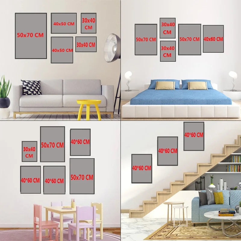 Modern Canvas Painting Abstract Landscape White Gold Line Posters and Prints Wall Art Pictures for Living Room Decor Cuadros