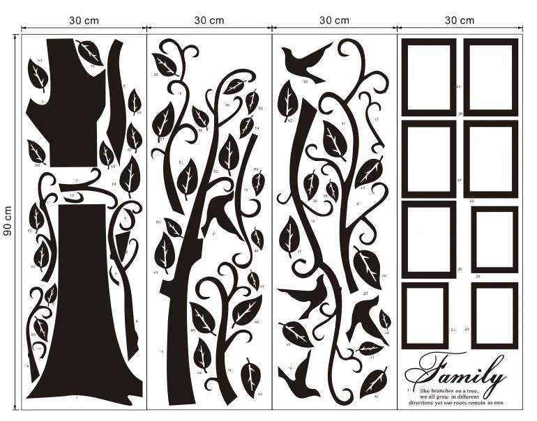 Large 200*250Cm/79*99in Black 3D DIY Photo Tree PVC Wall Decals/Adhesive Family Wall Stickers Mural Art Home Decor