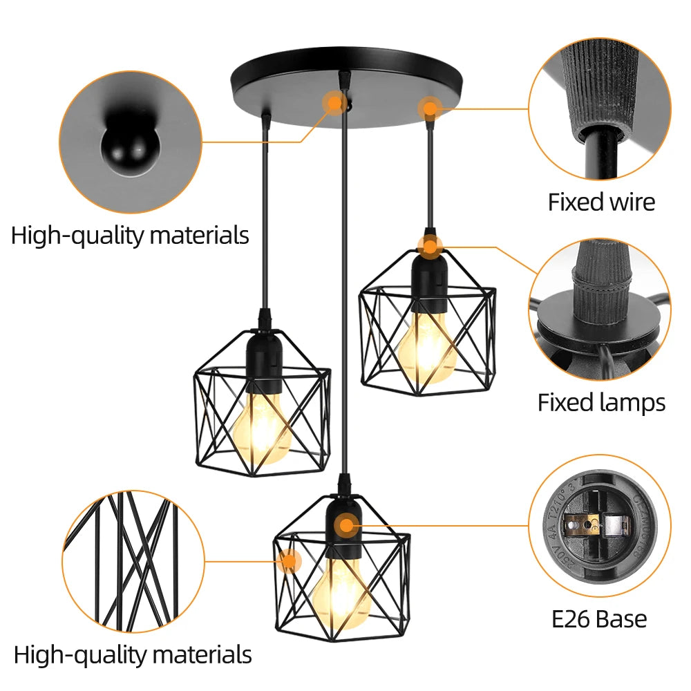 Led Pendant Lights for Dining Room Kitchen Modern Led Chandelier Ceiling Lamp Indoor Hanging Lighting Fixture for E27 Lamp Bulb