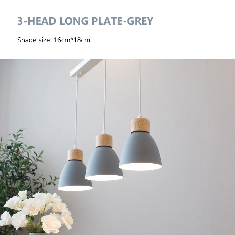 Nordic Macaron Chandeliers E27 Creative Wooden Bedside Lights For Bedroom Study Cafe Bar Restaurant Decor 3 Heads Pendant Lamps