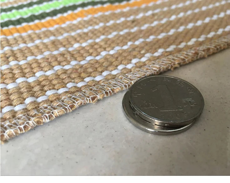 Retro Hand Woven Cotton Linen Carpet Tassel Bedside Rug Geometric Floor Mat Living Rooms Bedroom Home Decor 2 Sizes Optional