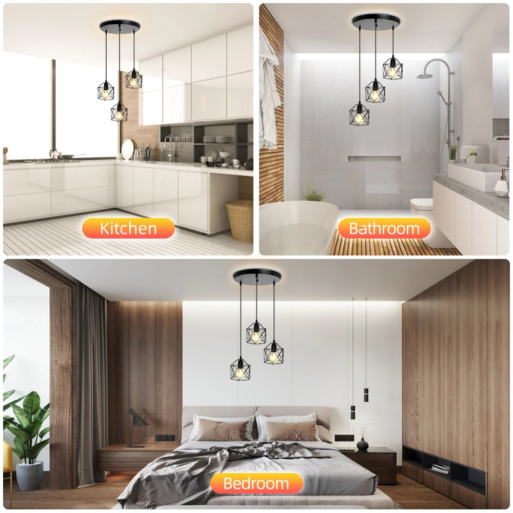 Led Pendant Lights for Dining Room Kitchen Modern Led Chandelier Ceiling Lamp Indoor Hanging Lighting Fixture for E27 Lamp Bulb