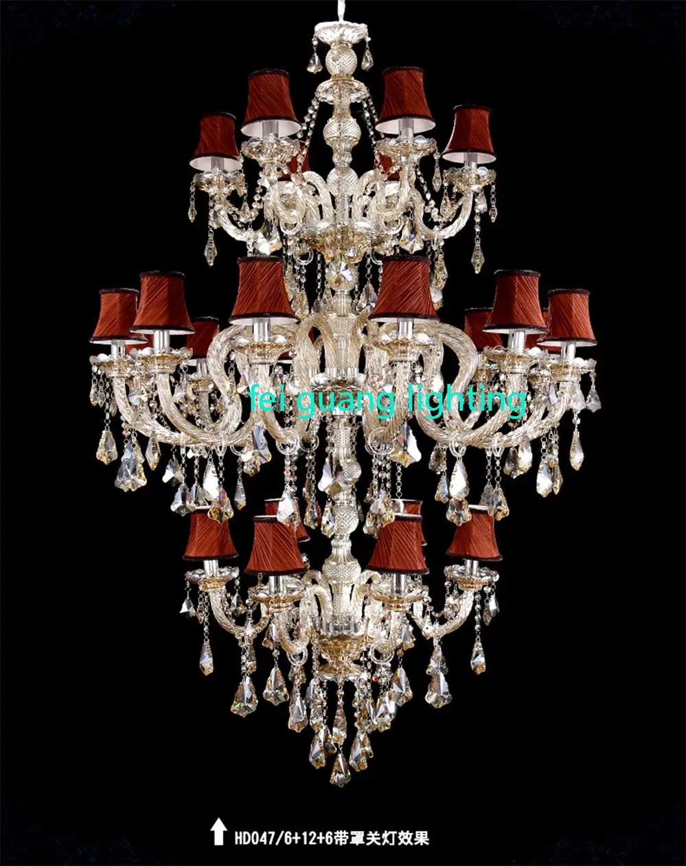 Light Luxury Cognac Color Crystal Chandelier For Stairway Sitting Room Big Chandelier For Staircase Iron Hanging Lamp Lustre Led