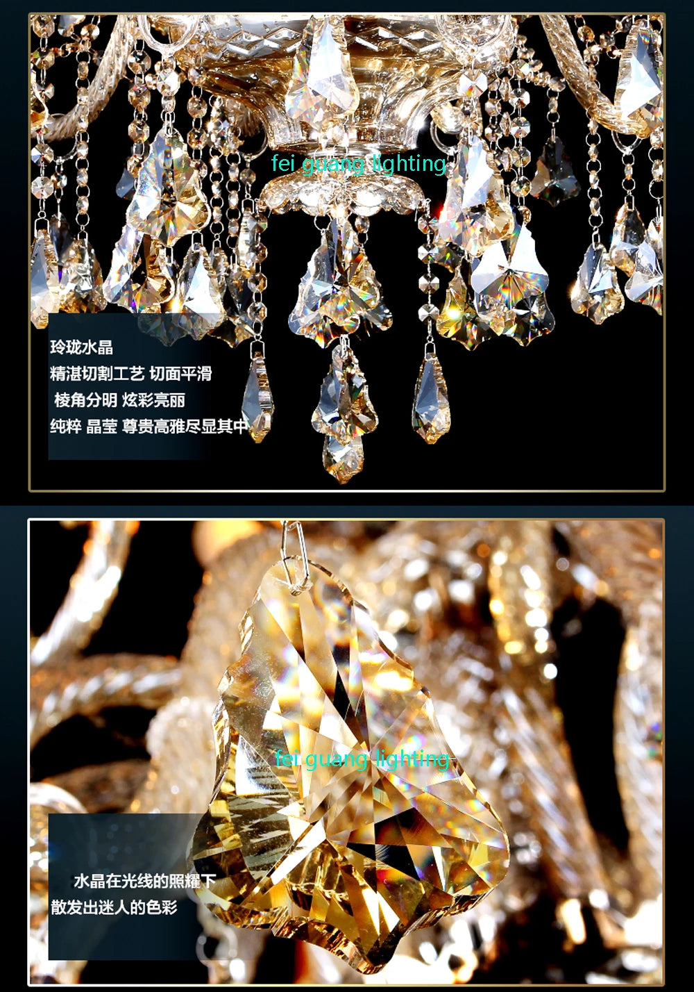Light Luxury Cognac Color Crystal Chandelier For Stairway Sitting Room Big Chandelier For Staircase Iron Hanging Lamp Lustre Led