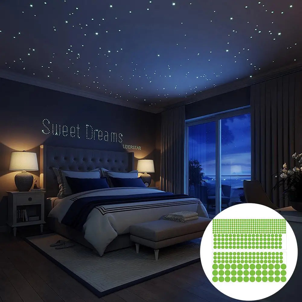407 PCS Luminous Dot Living Room Children's Room Decoration Fluorescent Wall Stickers Home Wallpaper Bedroom Decoration