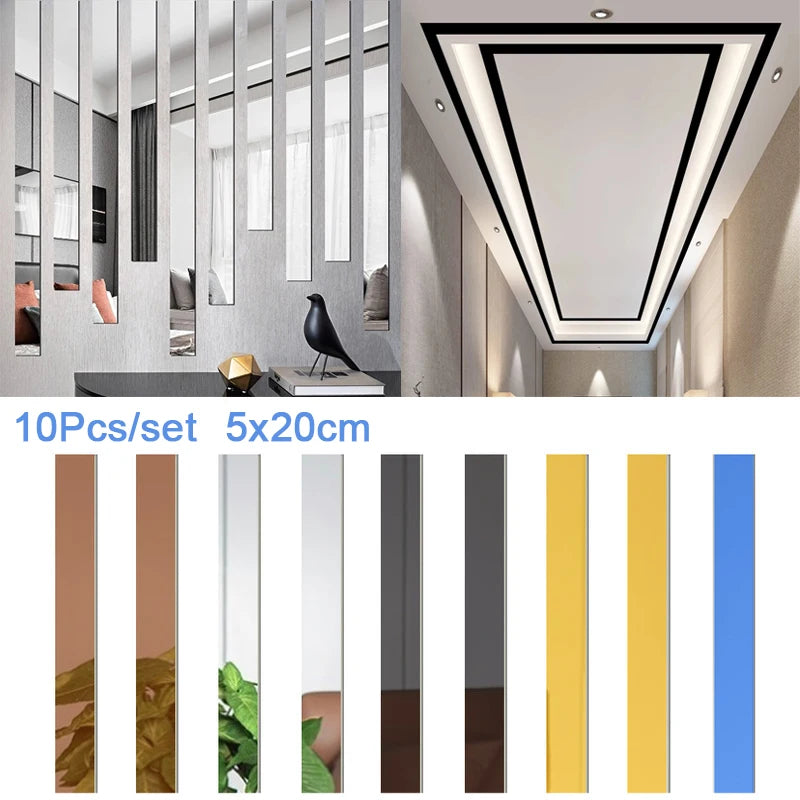 10Pcs 3D Mirror Wall Stickers Acrylic Wall Decorations Living Room Wall Design Mirrored DIY Art Furniture Sticker Home Decor