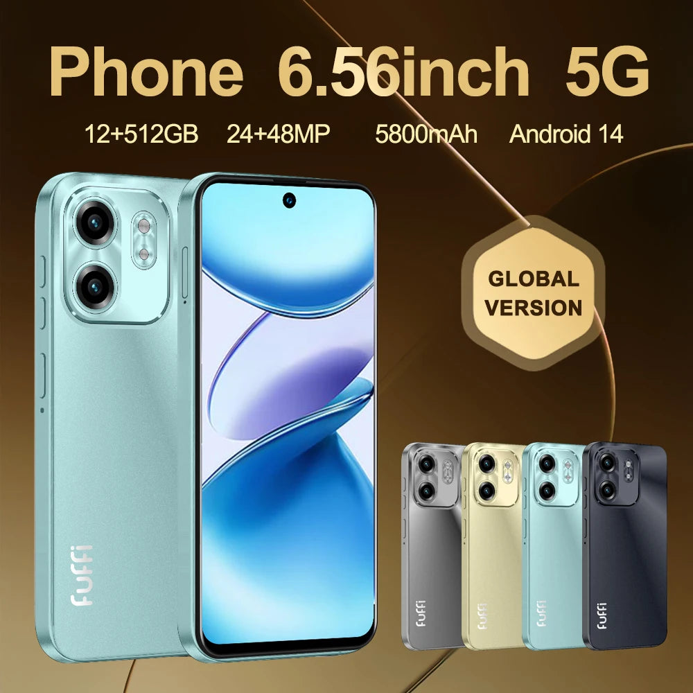 FUFFI X7 Pro Smartphone Cellphone Android 14 6.56 inch Screen,12+512GB 24+48MP Mobile phone 5800mAh Google Play Store Phone