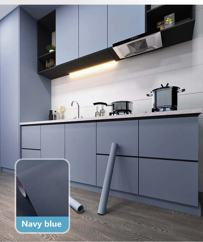 Modern Self-Adhesive Waterproof Wall Stickers, Vinyl Film, Contact Paper, Monochromatic, Cabinet, Home Decor, Kitchen