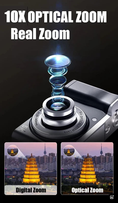 5K Digital Cameras Professional Camcorder 10X Optical Zoom 56MP Front and Rear Camera Ultra Bright Flash Camera Household Camera