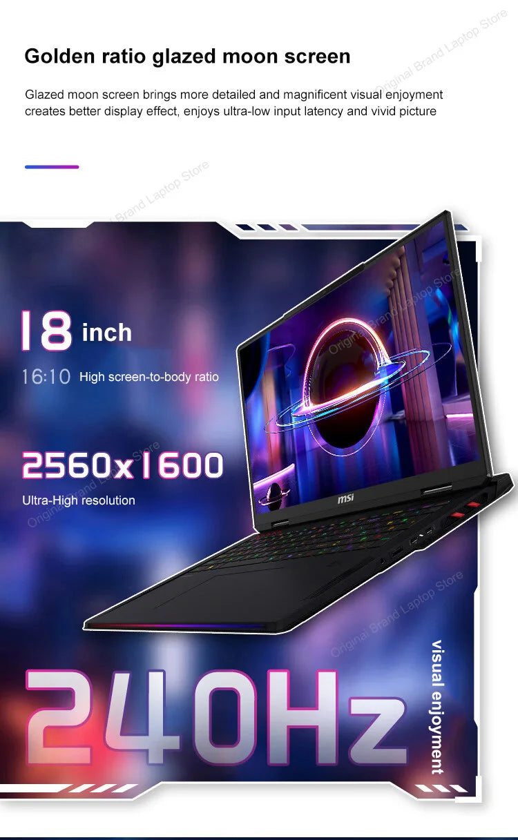 2024 MSI Raider A18 HX Gaming Laptop 18 Inch 2.5K QHD 240Hz IPS Screen Notebook AMD Ryzen R9-7945HX 32GB 2TB RTX4090 Netbook PC