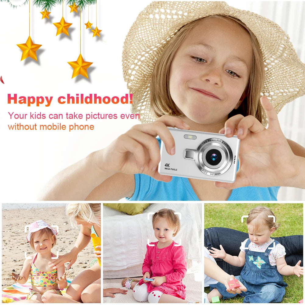 4K HD 1080P Digital Camera 96MP Autofocus Vlogging Camera 16X Zoom Video Photography Camera 2.4 Inch IPS Screen