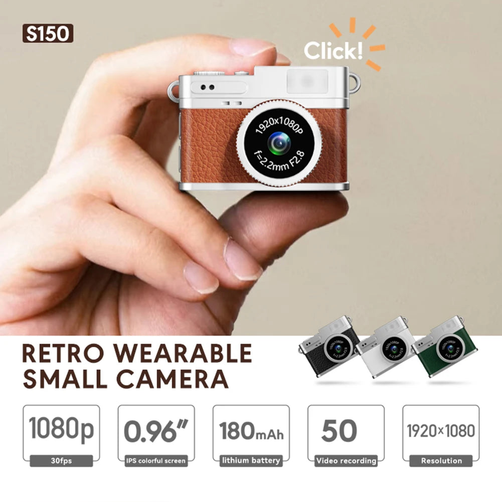 S150 Retro Digital Camera Mini Video Cam Photography Point Camera 1080P Pocket Video Recorder with LED Flash Light for Kids Toys