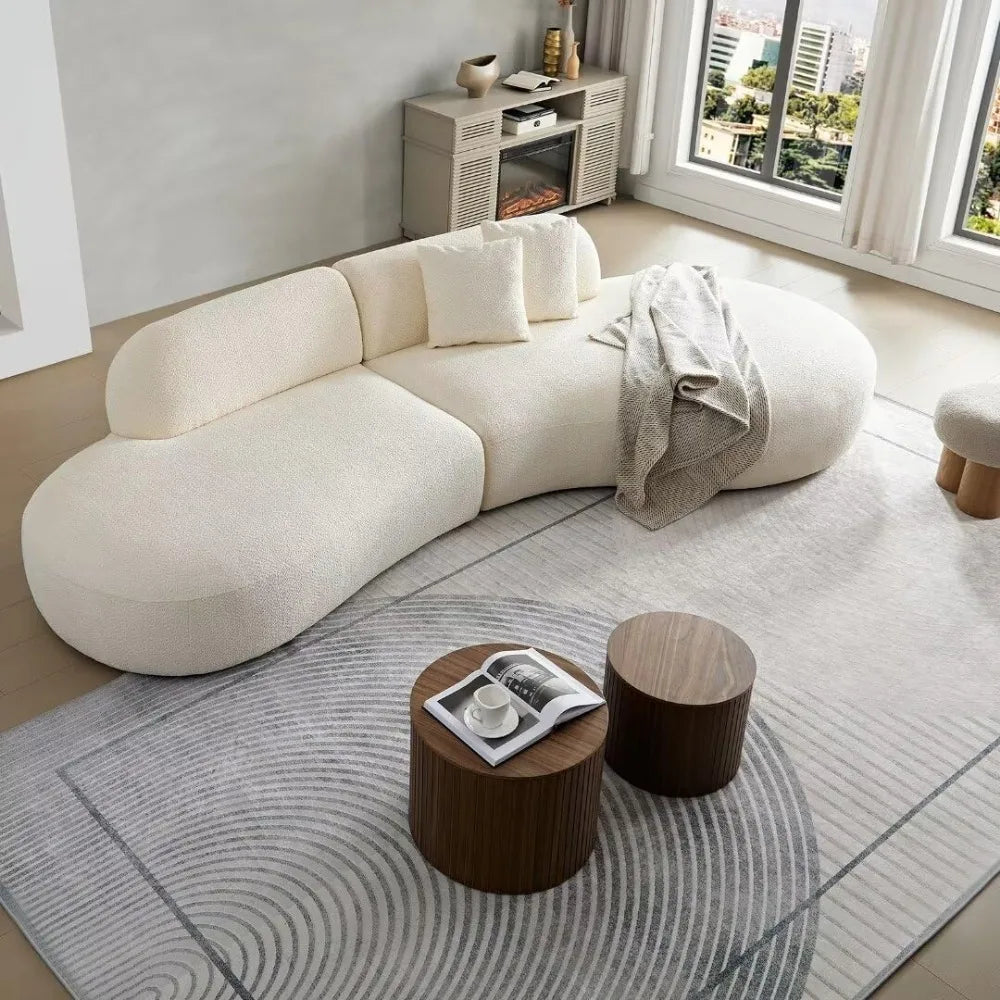 135"Curved Sectional Sofa,Modern Boucle Fabric Upholstered Modular Couch Oversized 6-Seat Sofa for Living Room,Bedroom,Apartment