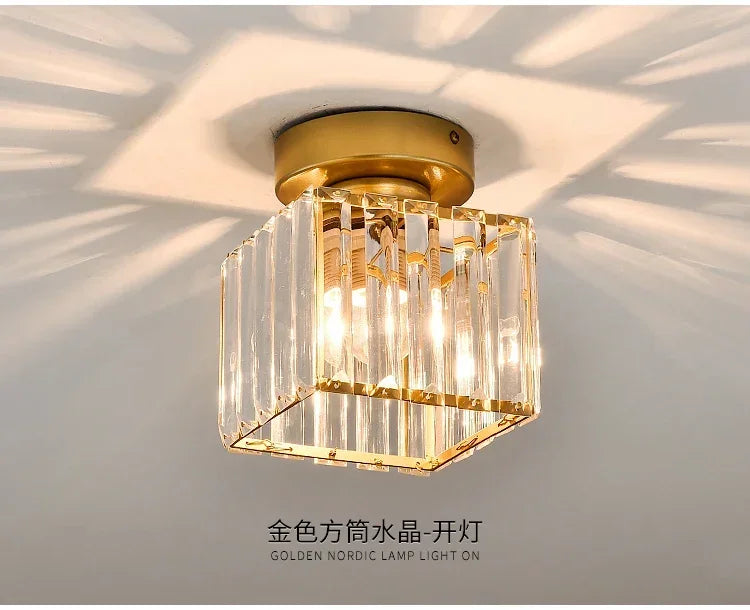 Modern Chandelier Crystal Ceiling Light Semi Flush Mount Ceiling Lighting Fixture Entrance Balcony Indoor Hang Lamp Lighting