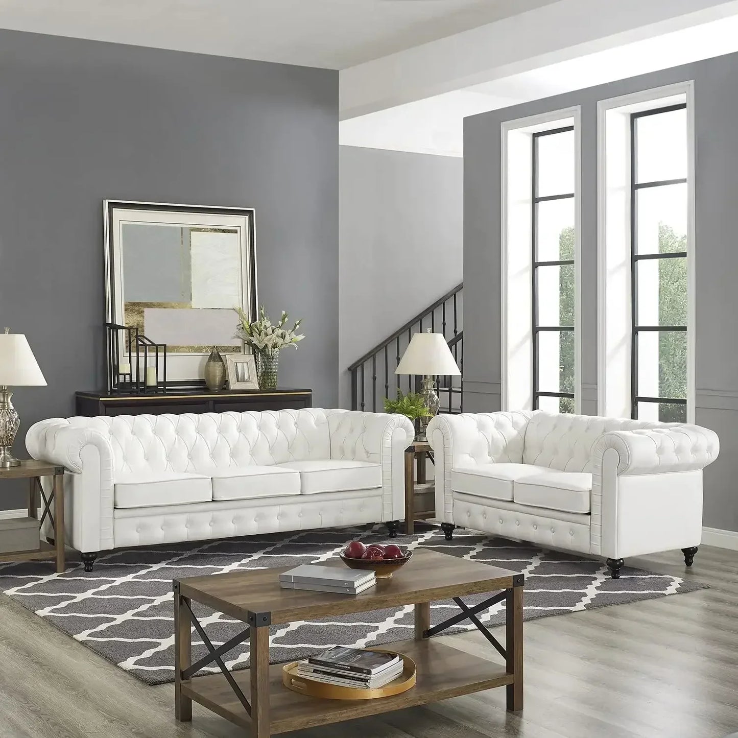 Sofa Set Living Room Chair Juegos Leather Couch Sofa Chair for Bedroom Modern Chesterfield Tufted Leather Chair Leather Sofas