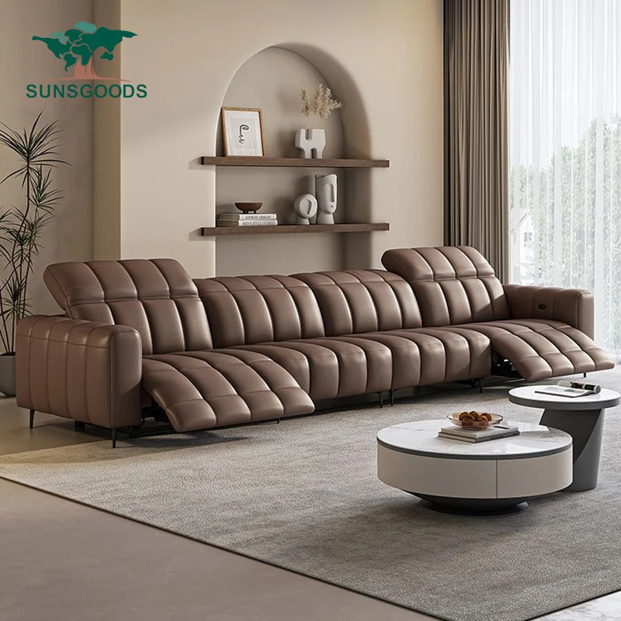 Leather Sofa Electric Recliner Sectional Home Theater Seating Manual Power Reclining Set Genuine Furniture Living Room