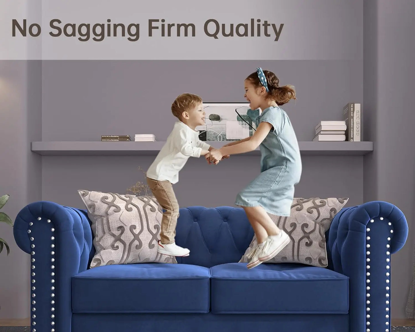 Chair for Living Room,Velvet No Sagging, Living 24'' Comfy Seat Depth, Accent Tool-Free Assemble