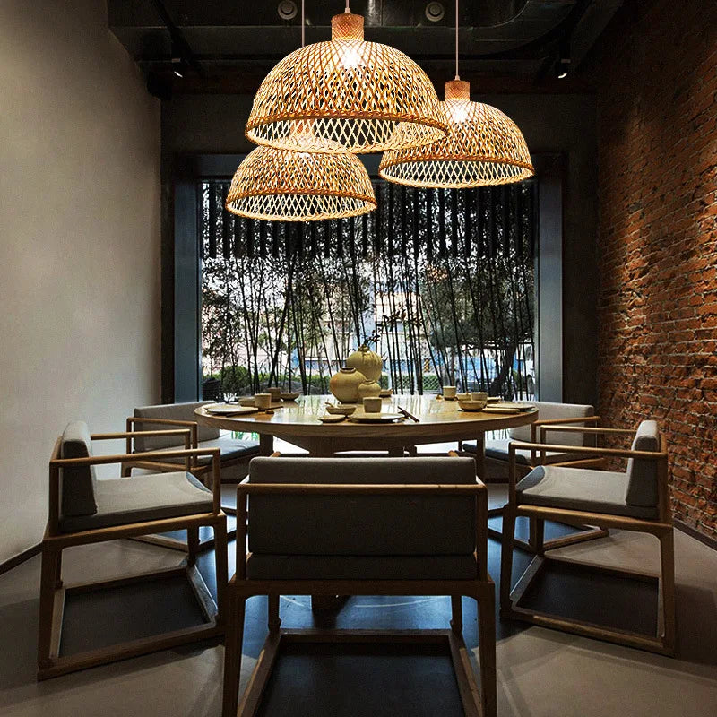 Zen Bamboo Chandelier New Chinese Lantern Hotel Chinese Style Restaurant Restaurant Bamboo Artwork Duplex Staircase Long Chandel