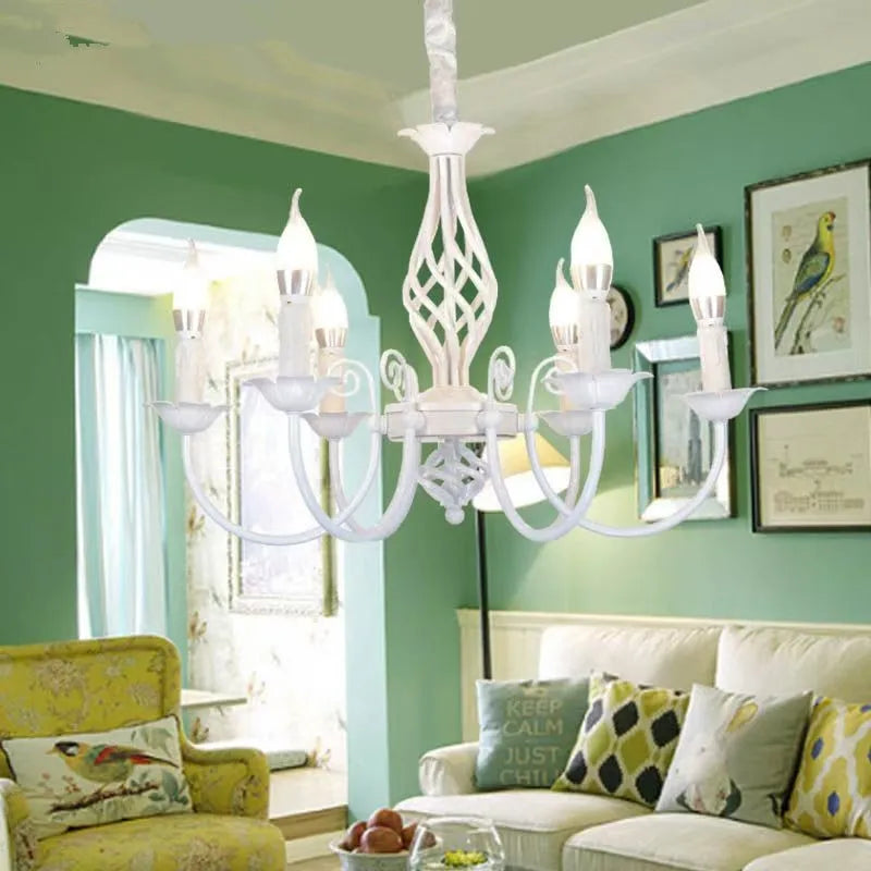 American Simple Living Room Light Modern Dining Room Bedroom Chandelier Black Iron Nordic Style Room Decoration Lighting Chandel