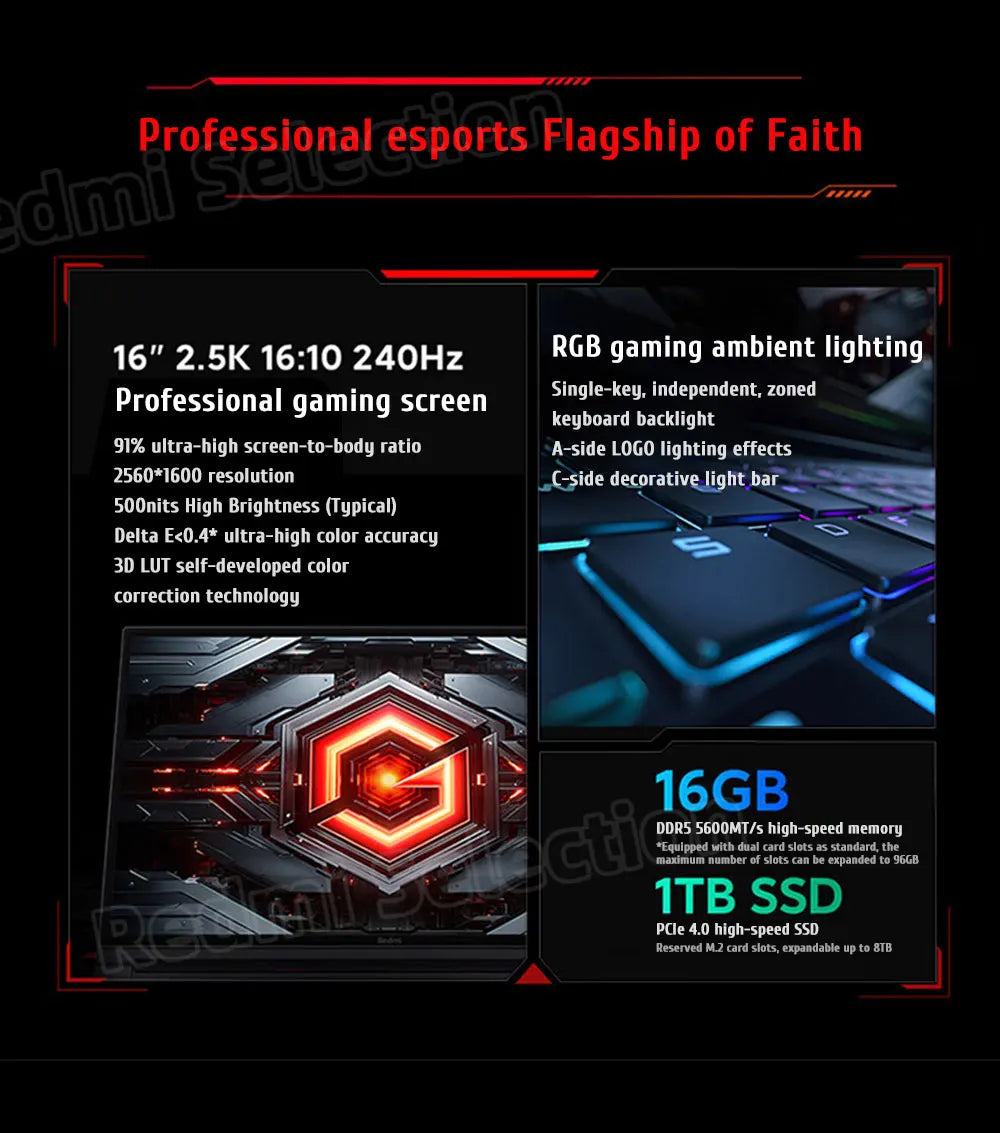 Xiaomi Redmi G Pro Gaming laptop 2024 Core i9-14900HX/i7-14650HX RTX 4060 RAM 16GB/32GB DDR5 1TB SSD 16-inch 240Hz Screen PC