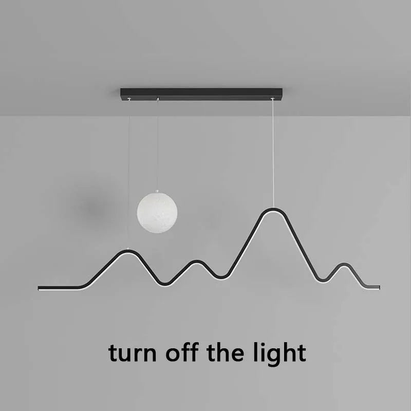 Scandinavian Modern Simple Planet Living Room Light Creative Long Strip Dining Table Bar Wave Decorative Dining Room Chandel