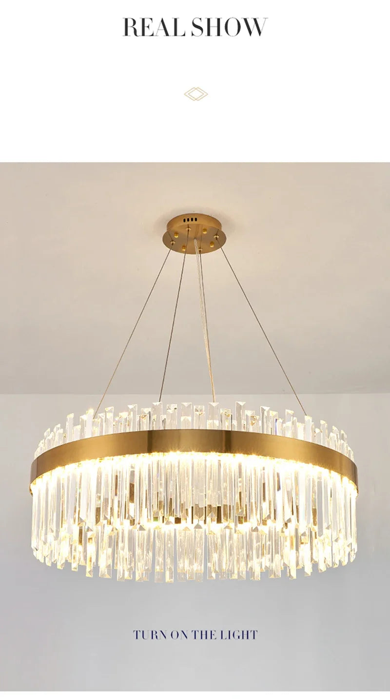 Nordic Luxury Chandeliers Crystal Pendant Ceiling Lights for Living Dining Room Kitchen Gold Pendant Light Decor Indoor Lighting