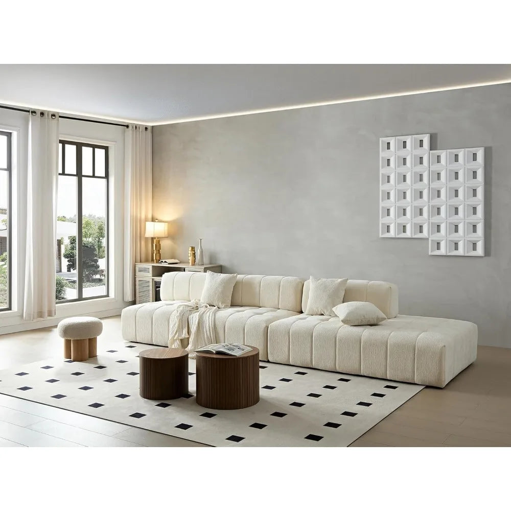 135"Curved Sectional Sofa,Modern Boucle Fabric Upholstered Modular Couch Oversized 6-Seat Sofa for Living Room,Bedroom,Apartment