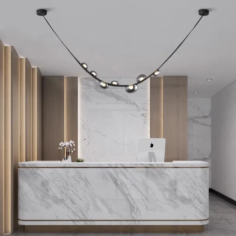 Modern Minimalist Restaurant Gray Decorative Chandelier Nordic Art Designer Villa Duplex Suspended Living Room Staircase Chandel