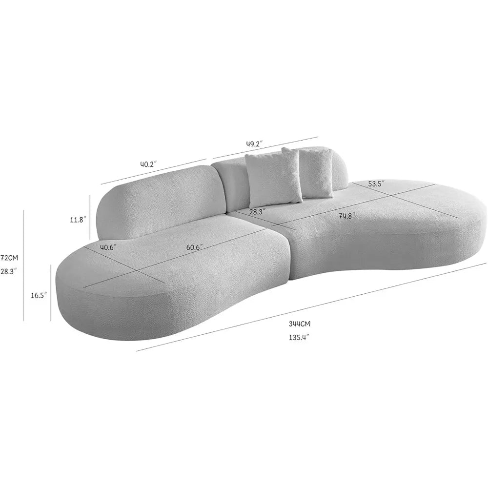 135"Curved Sectional Sofa,Modern Boucle Fabric Upholstered Modular Couch Oversized 6-Seat Sofa for Living Room,Bedroom,Apartment