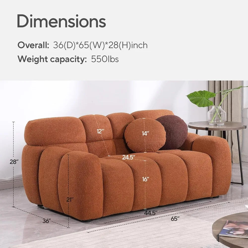 Sofa for Living Room, Cloud Couch with Solid Eucalyptus Frame & Cloud Pillow, Mid Century Modern Couch for Coffee Room
