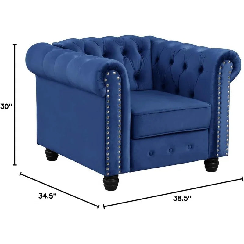 Chair for Living Room,Velvet No Sagging, Living 24'' Comfy Seat Depth, Accent Tool-Free Assemble