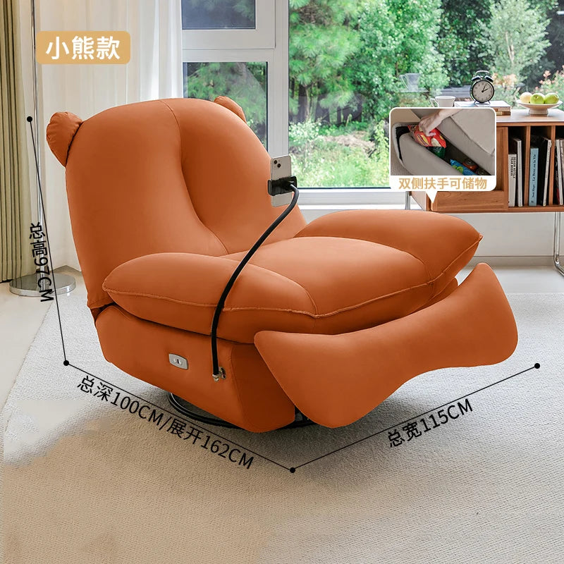 Electric Modern Individual Armchair Rattan Furniture Living Chair Upholstered Rocking Ground Bedroom Sillon Chairs Wheel Design