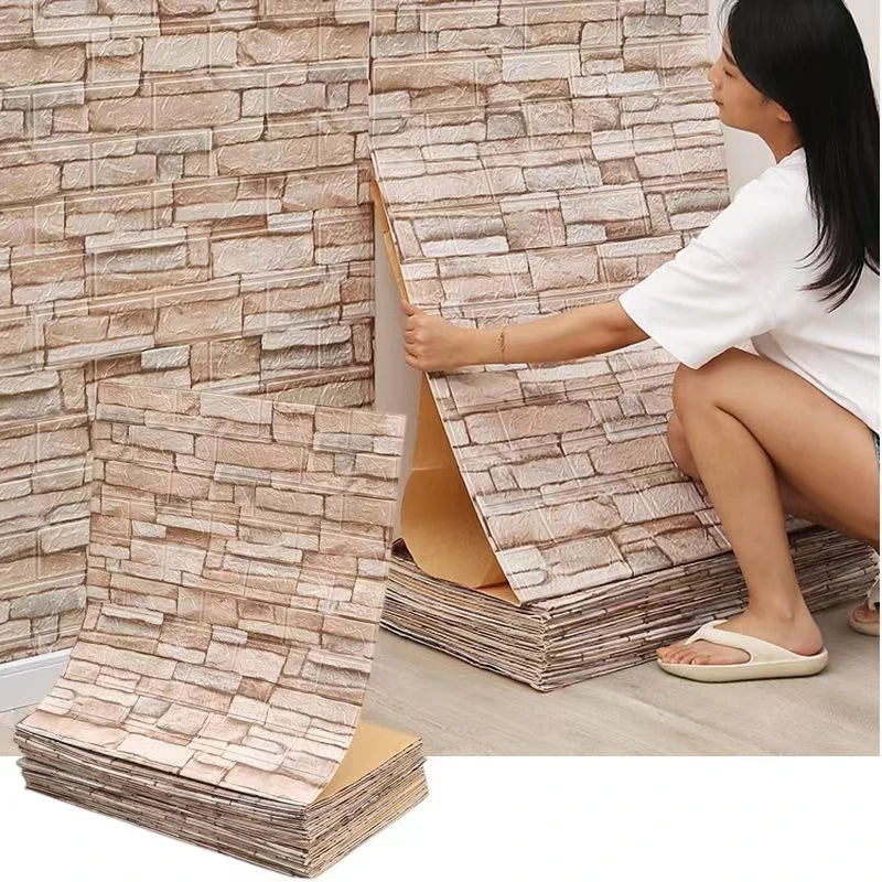 70cmx1/5/10m 3D Wallpaper Decoration Self-adhesive Antique Foam Brick Wallpaper Living Room Bedroom Waterproof 3d Wall Sticker