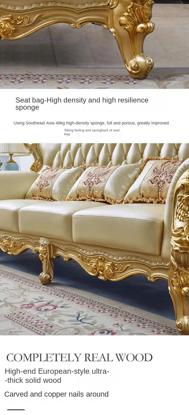 Large Filler Golden Sofas Wood Design Reclining Designer Luxury Couch Lounges Modular Nordic Canape Salon Furniture Home