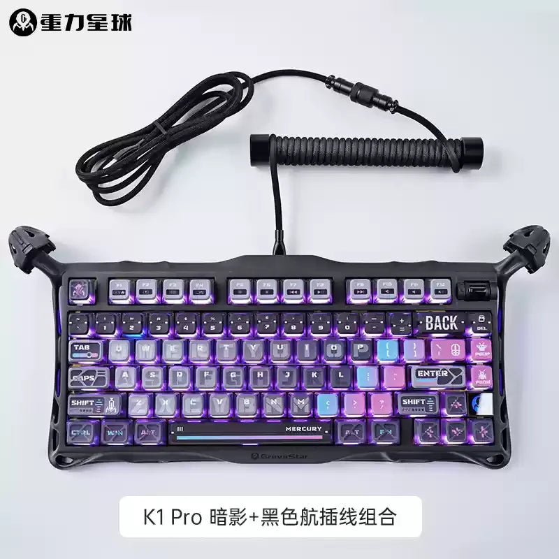 GravaStar 75k1pro Esports Gaming Mechanical Keyboard 79 Key Cyberpunk Theme Aluminum Alloy Keyboard Tablet Laptop Office Gaming