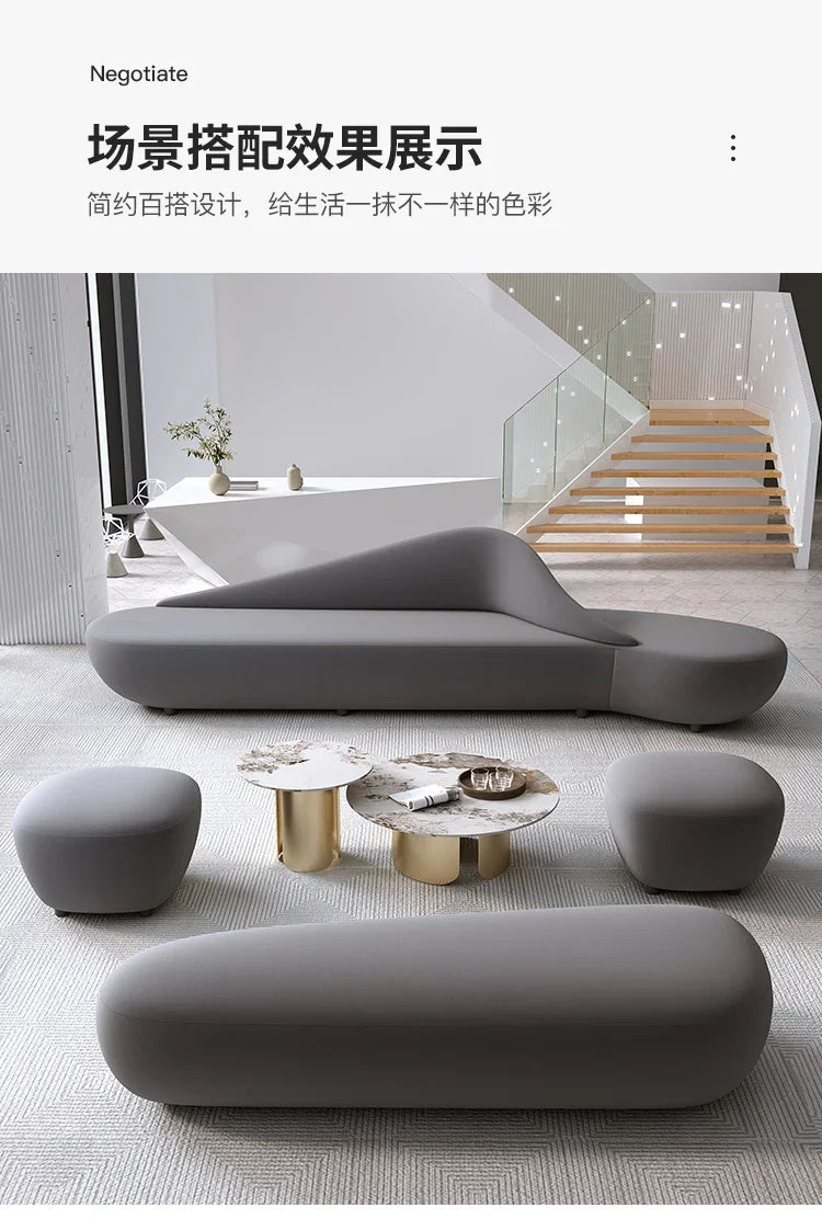 Beige Living Room Sofa European Nordic Sectional Curved Lounge Chaise Couch Puffs Double Lazy Italian Divano Soggiorno Furniture