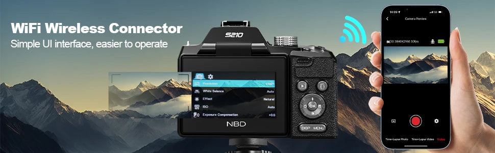 NBD 5K Digital Cameras For Photography, 16X Optical Zoom Camera With WiFi & App Control,64MP Vlogging Camera With 3-inch Screen