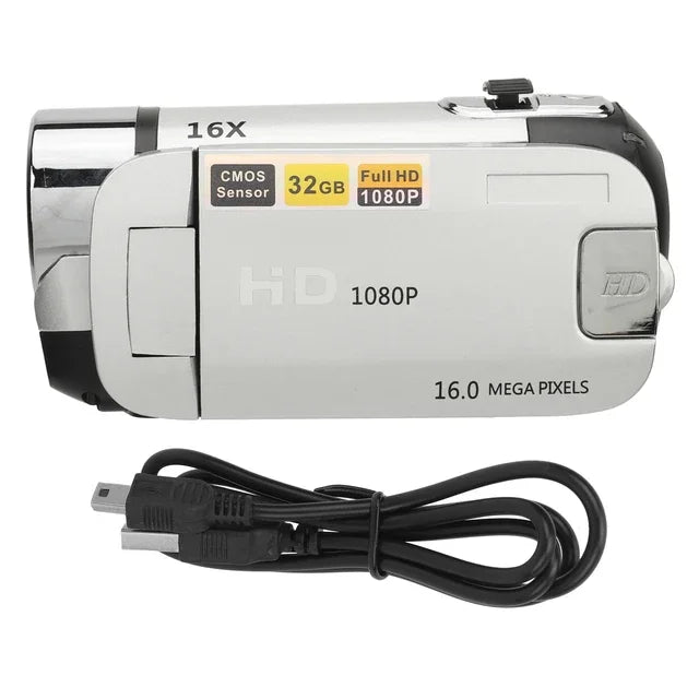 1080P HD 16MP Digital Camera 2.4 Inch Rotatable Screen Camcorder 16X Zoom HD Anti-shock Video Recorder with Fill Light