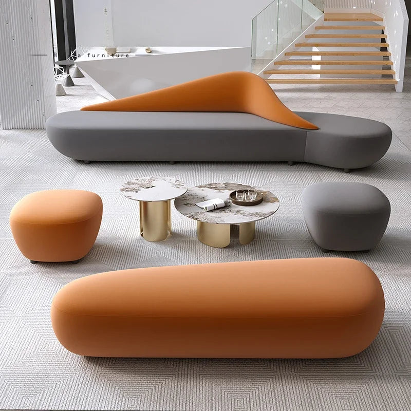 Beige Living Room Sofa European Nordic Sectional Curved Lounge Chaise Couch Puffs Double Lazy Italian Divano Soggiorno Furniture
