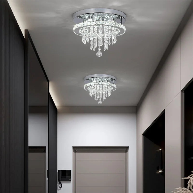 Luxury Crystal Modern LED Ceiling Chandelier Light Remote Dimming Round Ceiling Lamp for Home Decoration Indoor Hanging Lamps