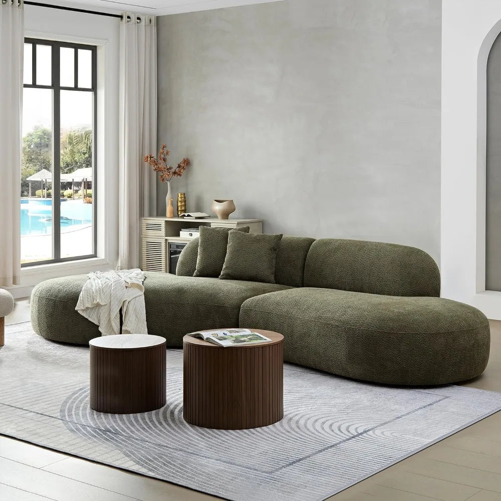 135"Curved Sectional Sofa,Modern Boucle Fabric Upholstered Modular Couch Oversized 6-Seat Sofa for Living Room,Bedroom,Apartment