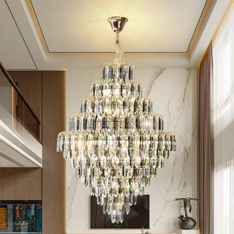 Designer LED Light Luxury Villa Main Hall Crystal Chandelier Luxury Hotel Restaurant Sales Office Custom Lights Pendant lights