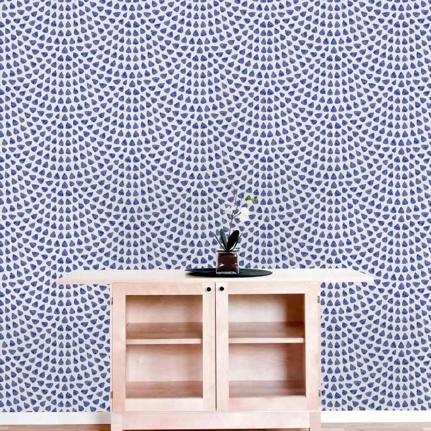 Blue drop-shaped Wallpaper ,Blue Fish Scale Wall Paper Mural,Peel and Stick Wall Papers Roll On White Background