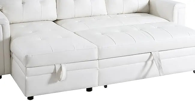 Sofa Beds, with USB Ports-L-Shaped Couch Convertible Pull-Out Bed,Timeless Design,Sturdy Construction, Air Leather Sofas