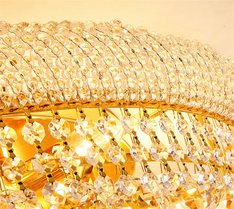 LED Pendant Light Luxury Living Room Crystal Chandelier Hotel Lobby Villa High Ceiling Staircase European-Style Chandelier