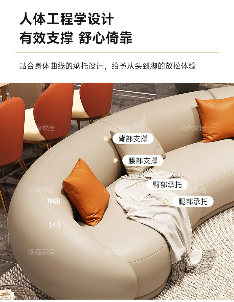 Curved Luxury Couches Unique Vintage Comfortable Italian Modern Puffs Sofa Leather Solid Wood Divano Letto Living Room Furniture