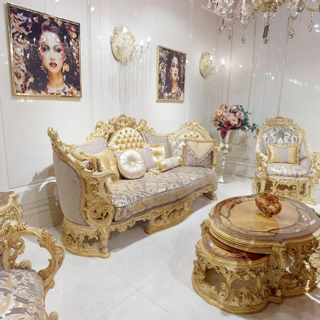 Luxury Furniture Set Living Room Sofa, Wooden Dubai Sofa Set Furniture Price Royal Sofa Set Furniture